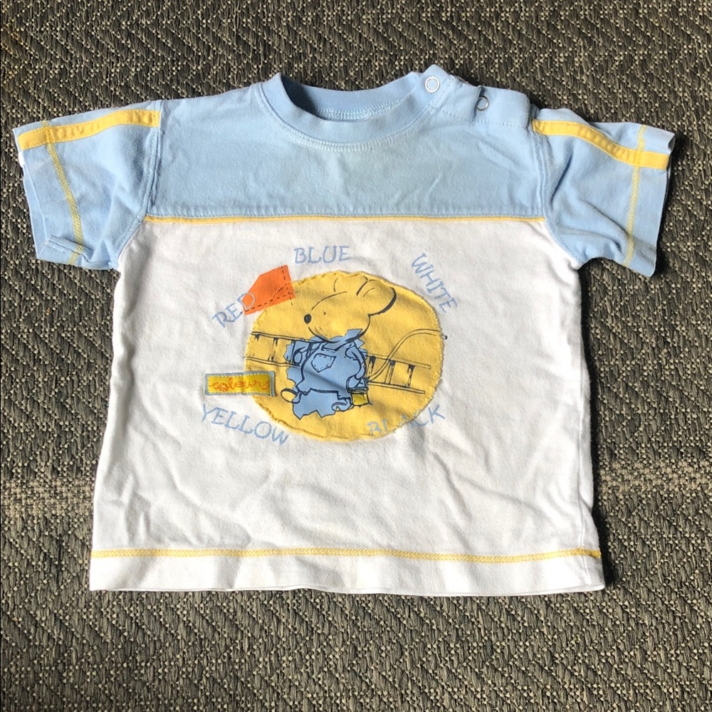 Blue & White Short Sleeve Graphic Tee for Kids